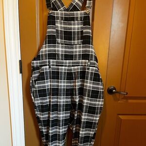 Black & Blue Plaid Overalls